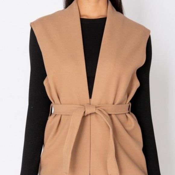 Camel Belted Vest - Picture 5 of 6